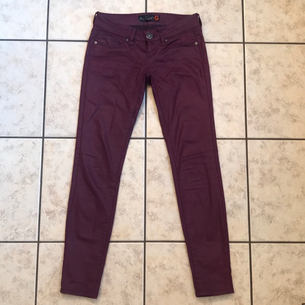 G by guess wax coated burgundy jeans